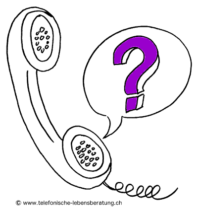 Telefonhörer mit Sprechblase und Fragezeichen, symbolisch für professionelle Lebensberatung per Telefon – www.telefonische-lebensberatung.ch